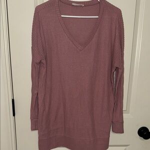 Zenana Outfitters Pink V-Neck Sweater Soft Knit